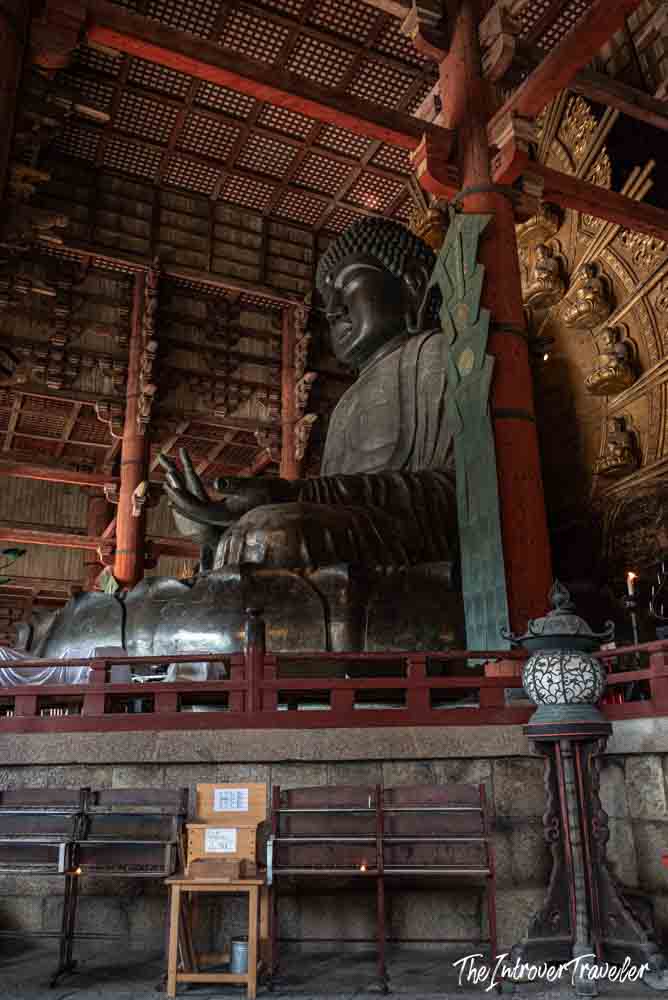 Giant bronze Daibutsu (Great Buddha) inside Todaiji Temple's Great Buddha Hall, Nara