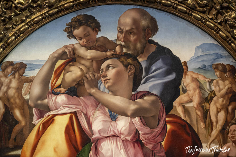 Doni Tondo by Michelangelo, a Holy Family masterpiece in the Uffizi Gallery Florence