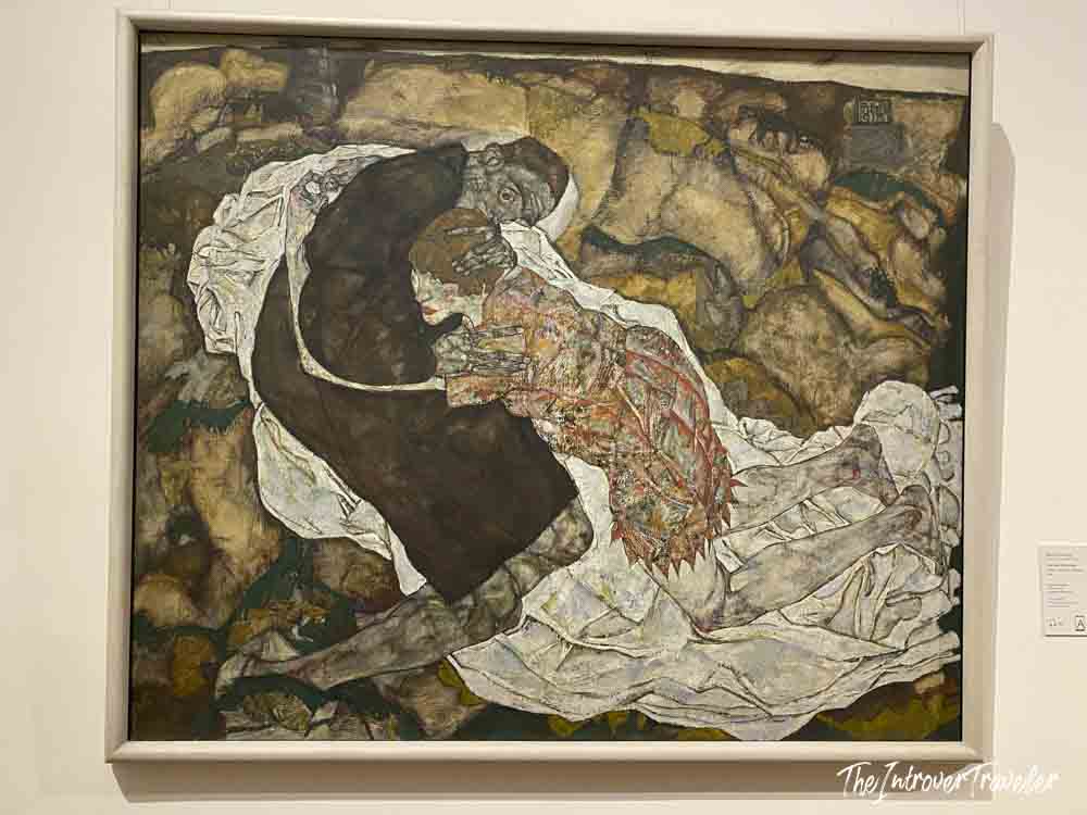 Death and the Maiden by Egon Schiele, on display at the Belvedere Museum in Vienna