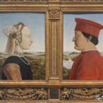 Diptych of the Duke of Urbino by Piero della Francesca, in an ornate gilded frame
