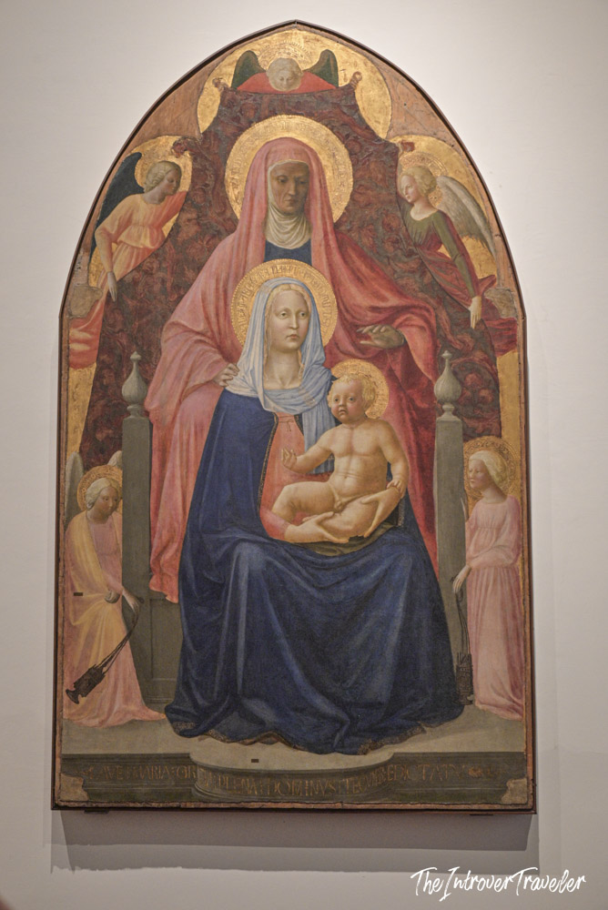 Fra Angelico's Madonna and Child with Saint Anne, a tempera altarpiece at the Uffizi Gallery Florence