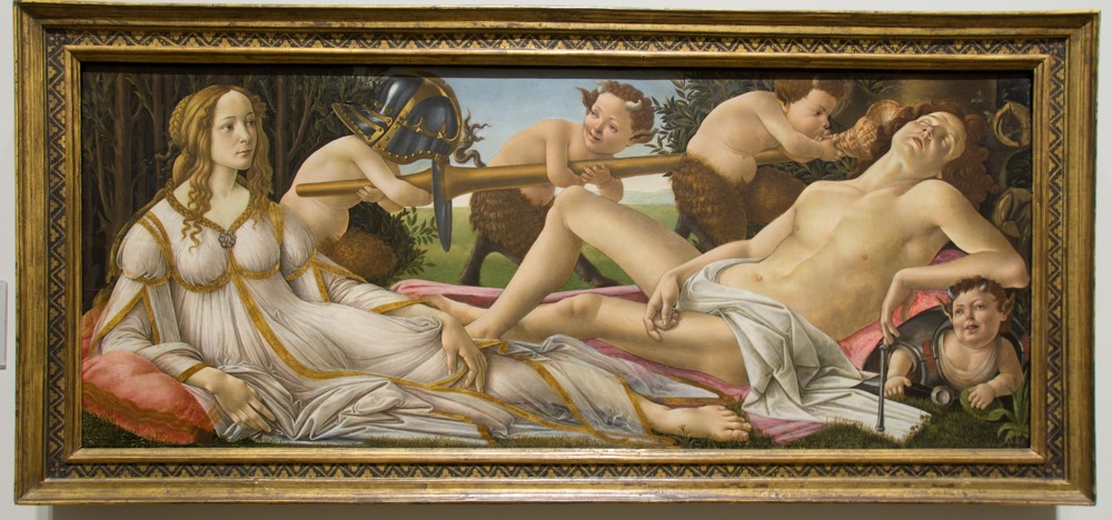 Venus and Mars by Botticelli, on display at the National Gallery in London