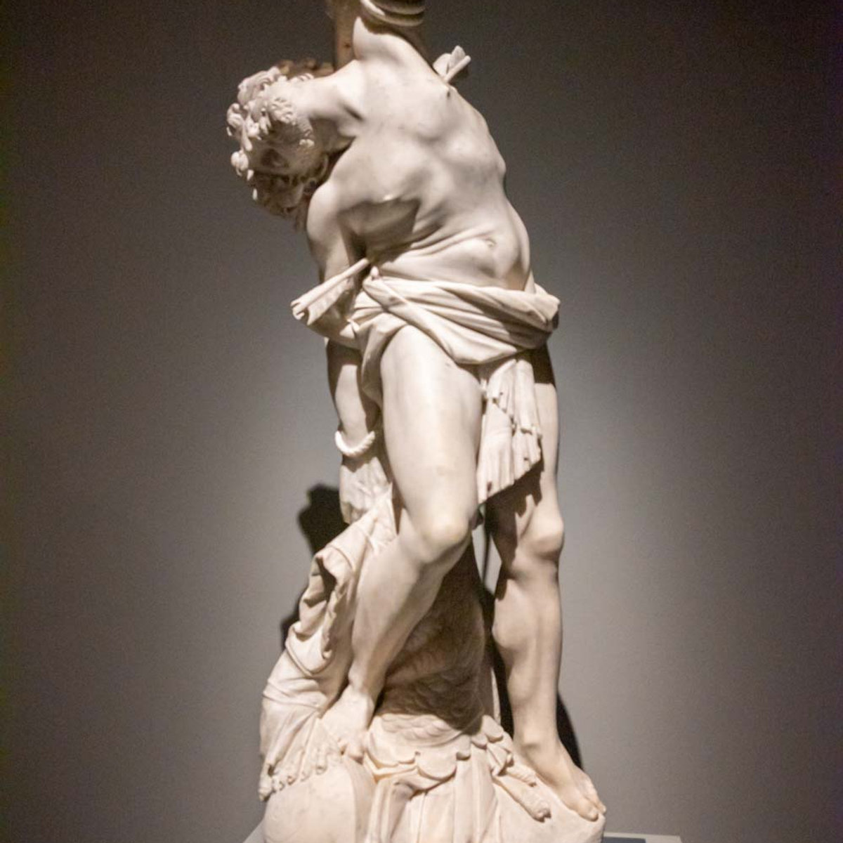 Marble Saint Sebastian by Bernini, displayed at the Palazzo Barberini Baroque exhibition