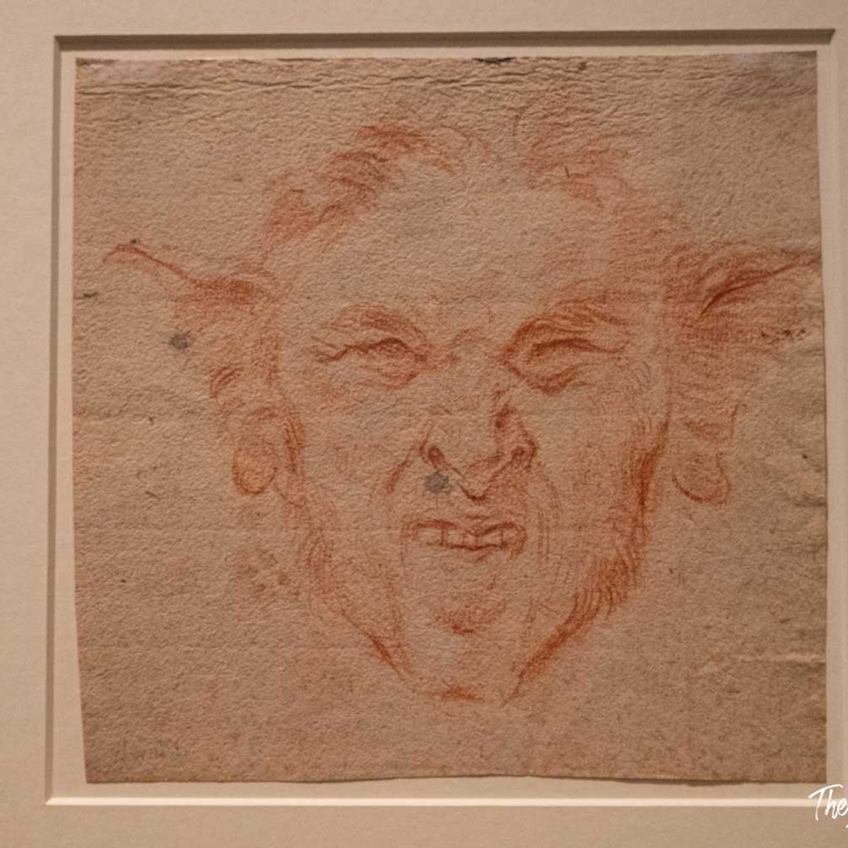 Red chalk caricature drawing by Bernini, on display at the Palazzo Barberini Baroque exhibition