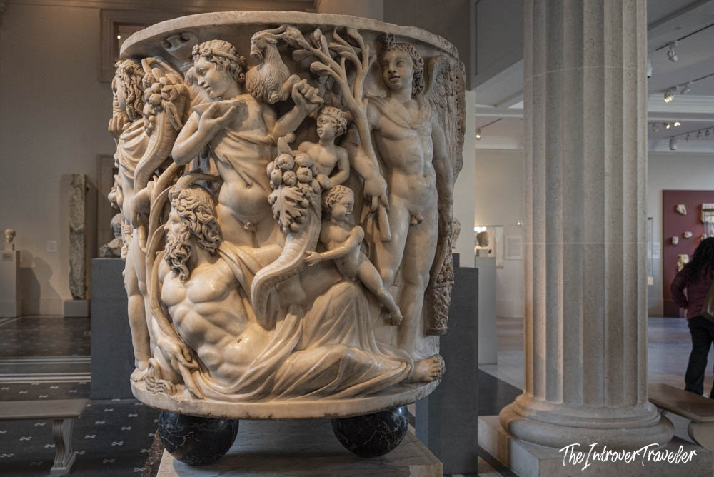 Roman sarcophagus with the Triumph of Dionysus, 2nd century AD, at the Met in New York