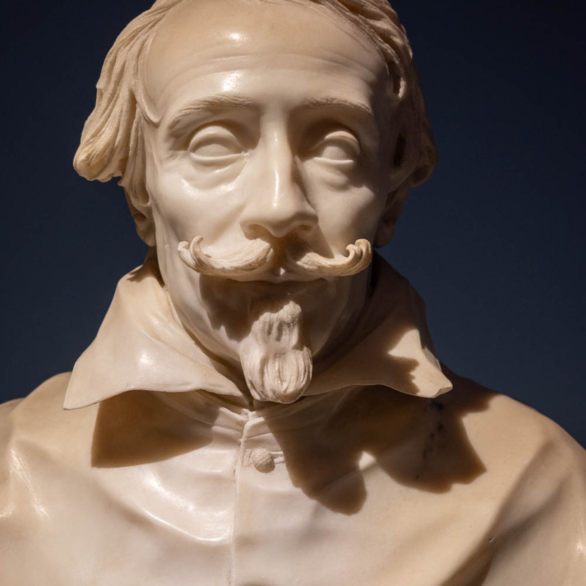 Bernini marble bust of Cardinal Richelieu, displayed at the Palazzo Barberini Baroque exhibition