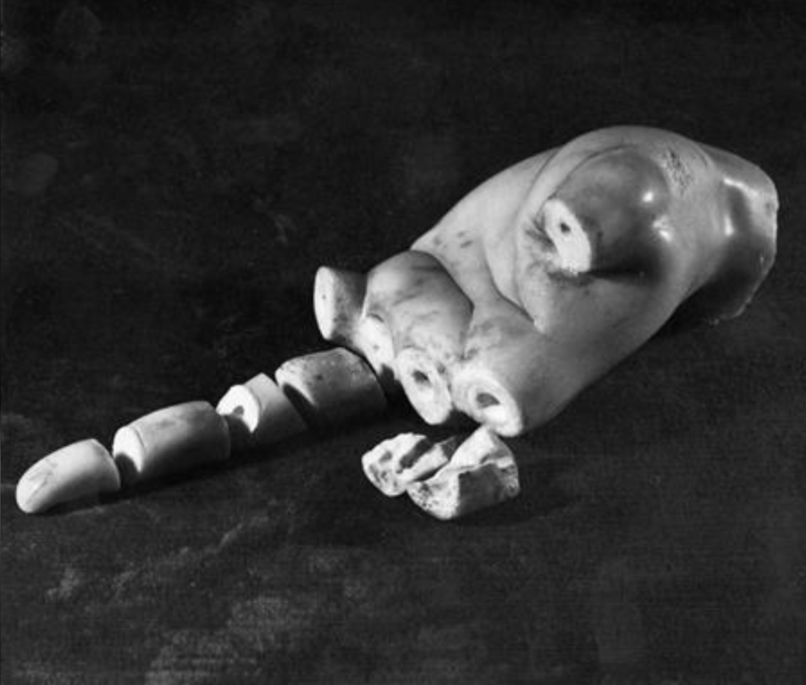 Fragmented fingers of Michelangelo's Pieta hand, damaged after the 1972 attack at the Vatican