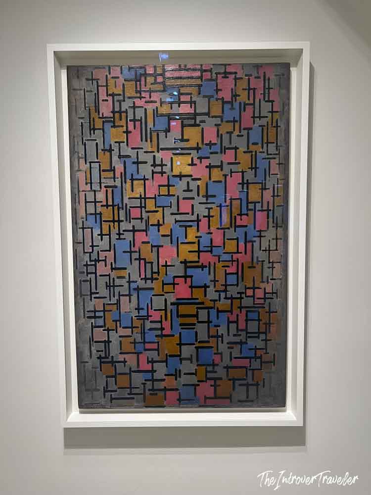 Composition by Piet Mondrian, abstract grid painting displayed at the Guggenheim Museum New York