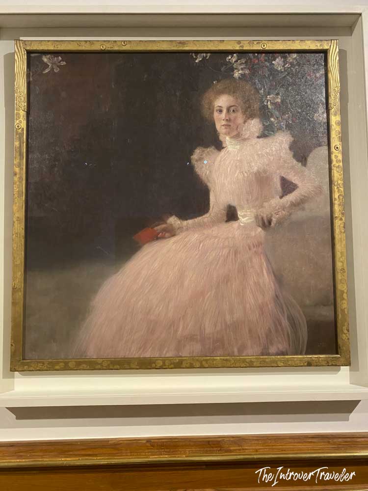 Sonja Knips portrait by Gustav Klimt displayed at the Belvedere Museum in Vienna