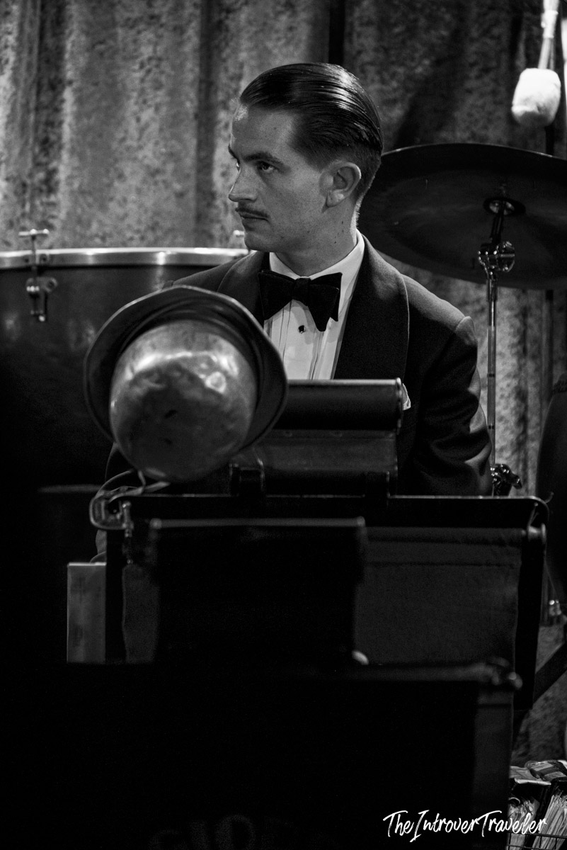 Vince Giordano in tuxedo performing with the Nighthawks at Birdland jazz club, New York