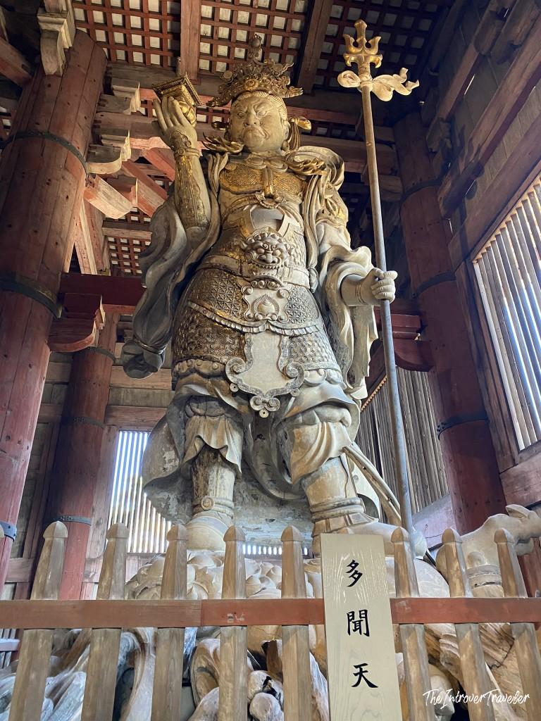 Tamonten guardian statue inside Todai-ji Temple's Great Buddha Hall, Nara Japan