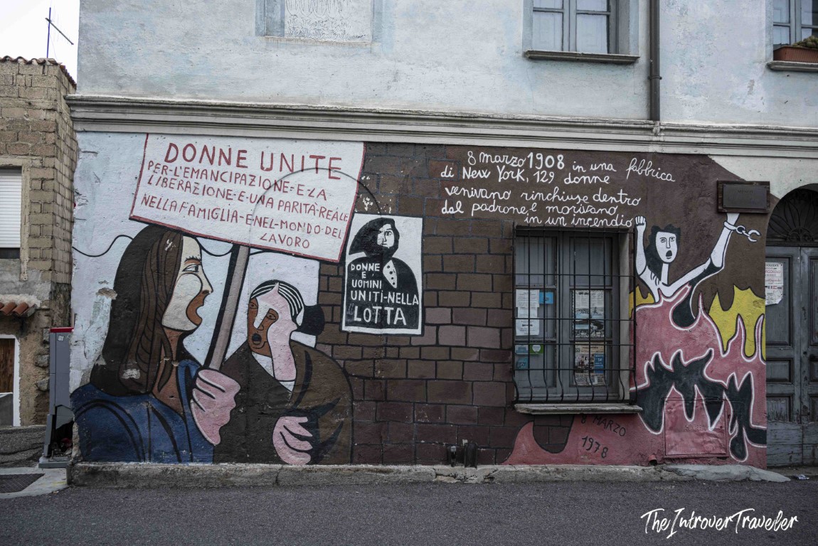 1978 Orgosolo mural honoring International Women's Day, depicting the 1908 New York factory fire