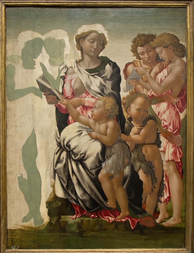Michelangelo's Manchester Madonna, unfinished panel painting at the National Gallery London