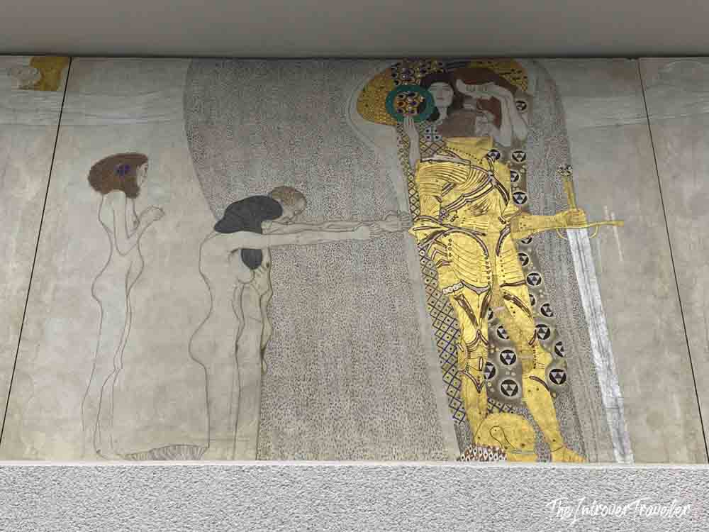 Gustav Klimt's Beethoven Frieze at the Vienna Secession, showing the golden knight panel