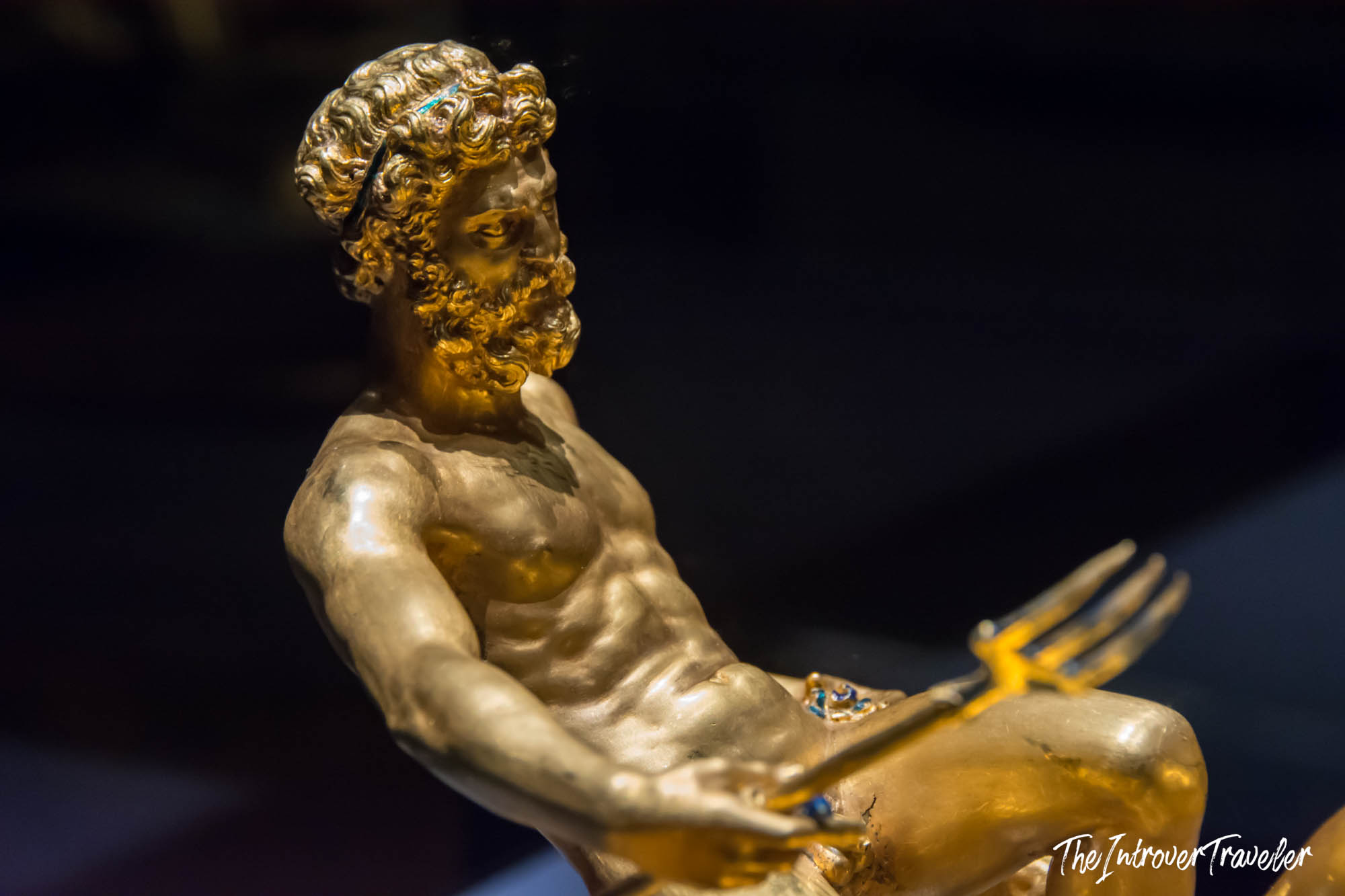 Gold Neptune figure with trident on Cellini's Salt Cellar of Francis I, Kunsthistorisches Museum Vienna