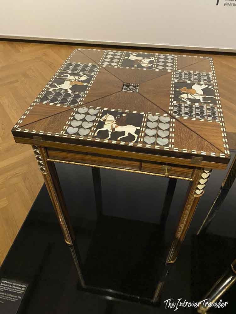 Inlaid card table by Josef Hoffmann and Carl Otto Czeschka, on display at the MAK Vienna