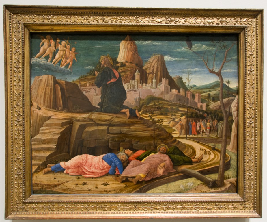 Agony in the Garden by Andrea Mantegna, on display at the National Gallery in London