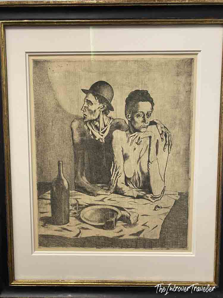 Picasso's The Frugal Repast etching, on display at the Albertina Museum in Vienna