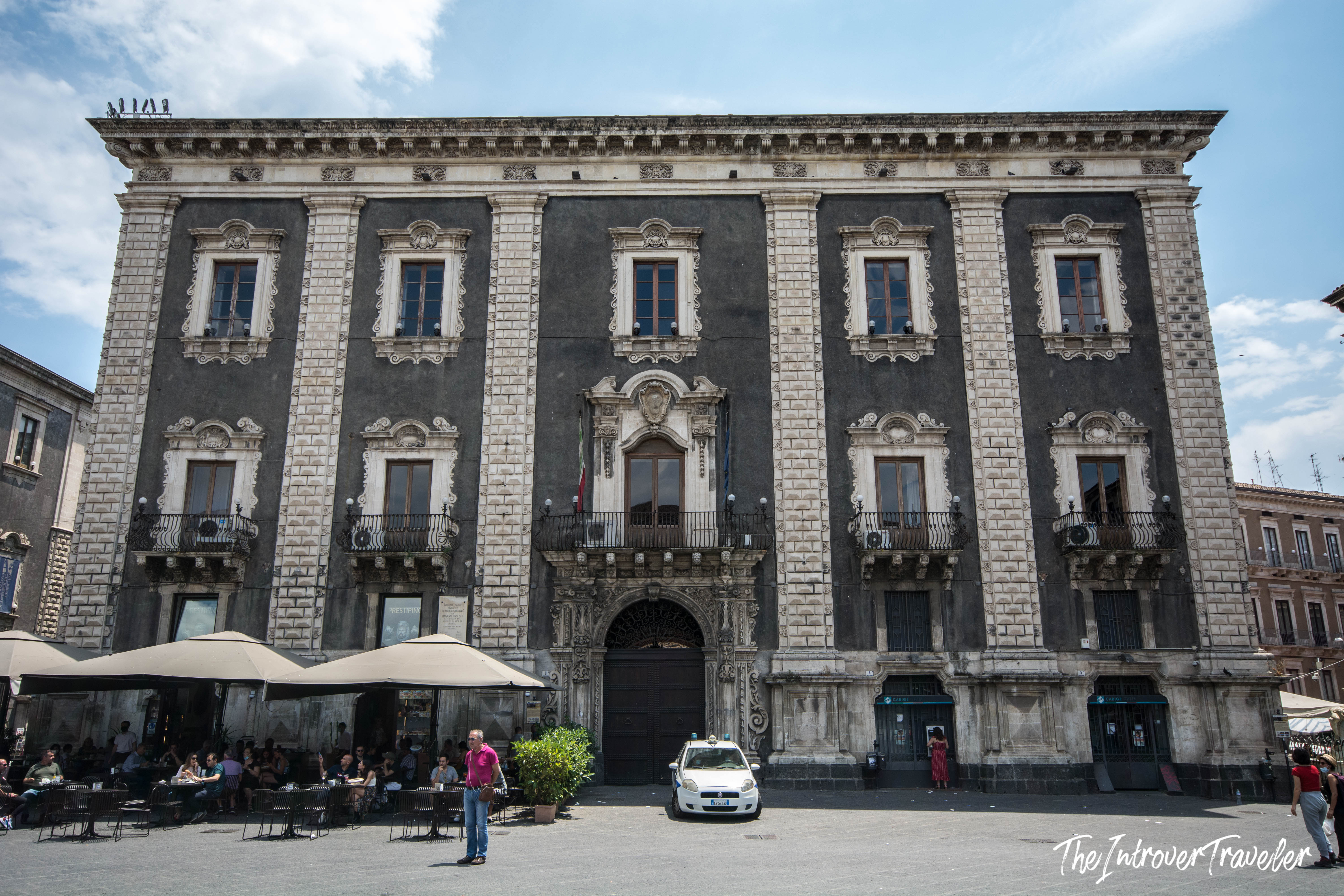 Baroque facade of Palazzo degli Elefanti on Piazza del Duomo in Catania, Sicily