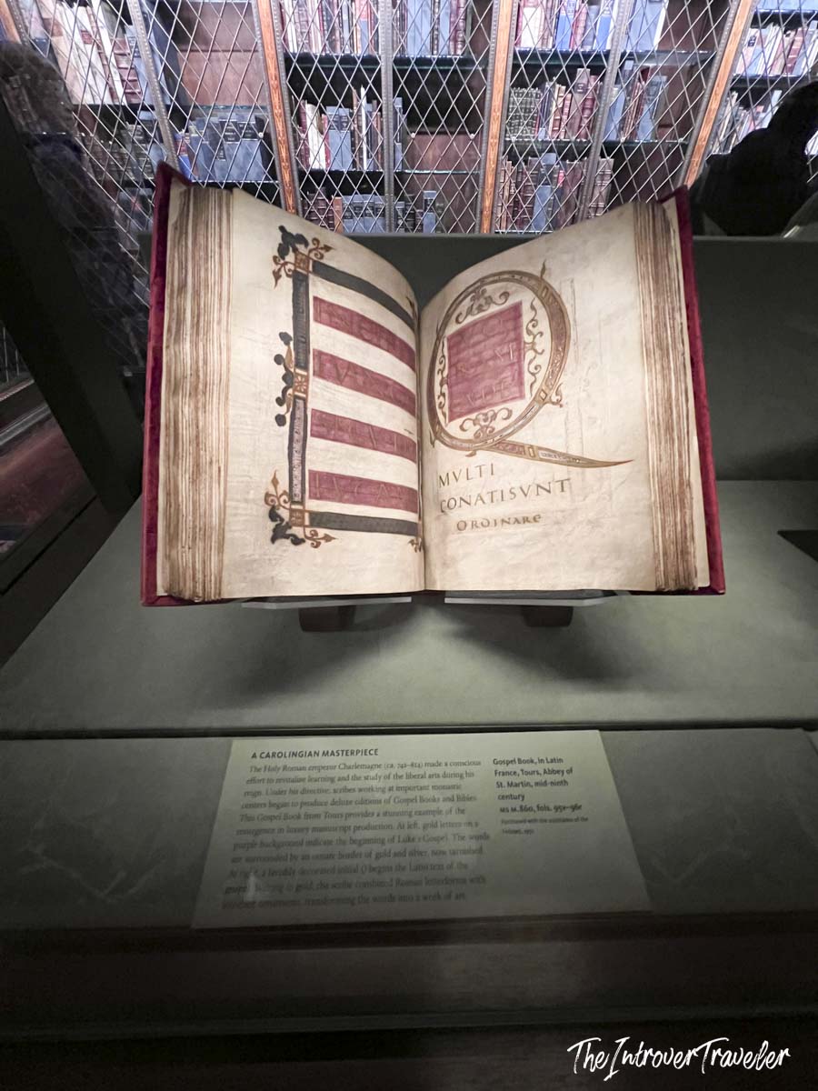 Carolingian Gospel Book from Tours Abbey, mid-9th century, on display at the Morgan Library New York
