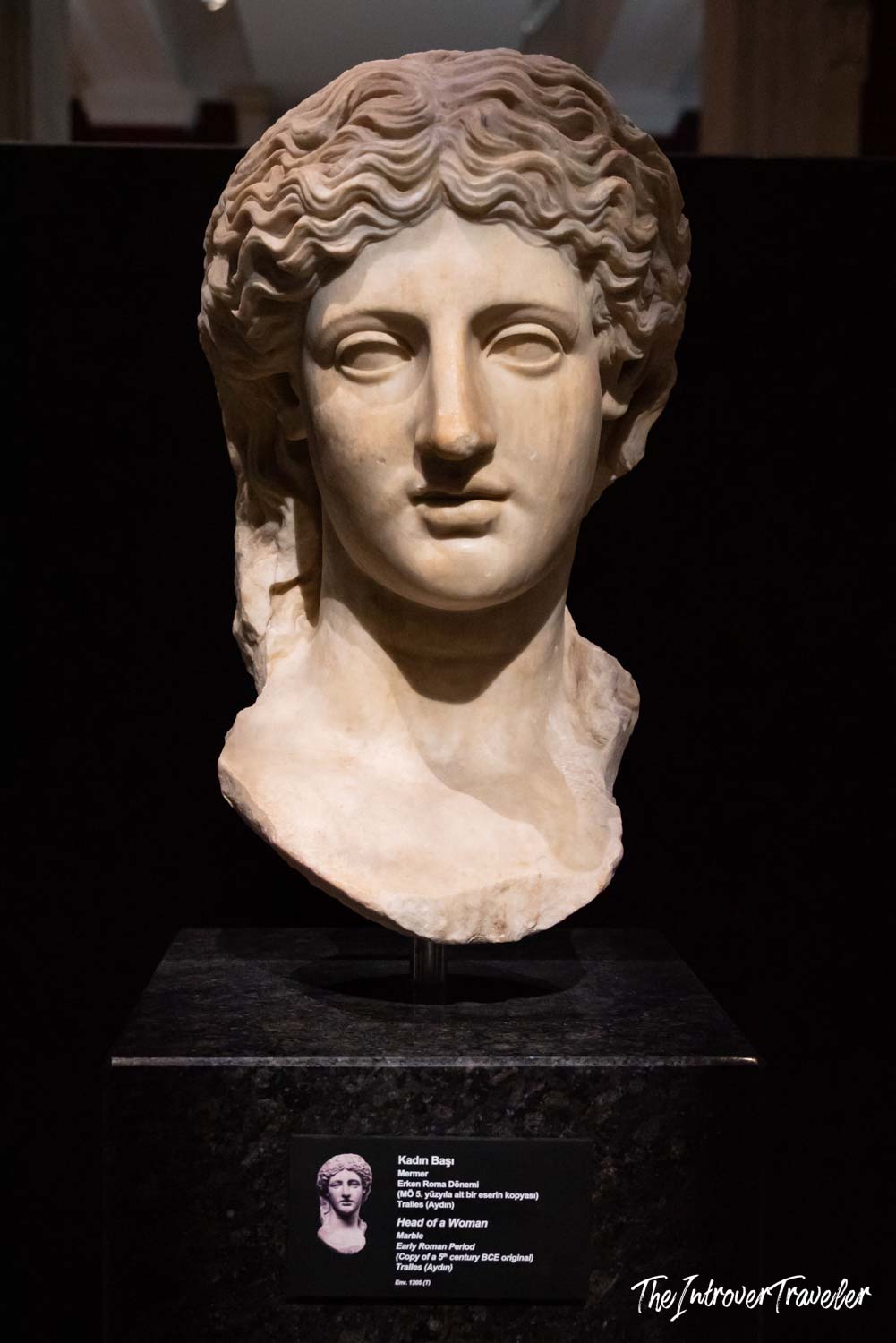 Head of a Woman marble bust, Early Roman copy of 5th century BCE original from Tralles, Istanbul Archaeological Museum