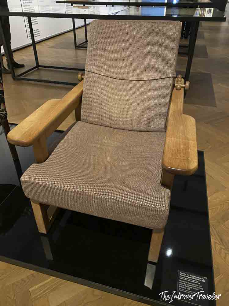 Mid-century modern armchair on display at the MAK Museum Vienna, showcasing Viennese design heritage