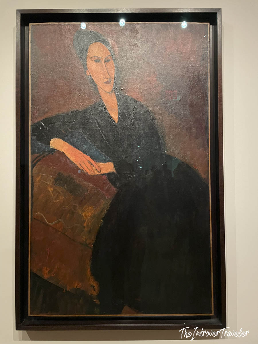 Modigliani portrait painting with elongated face on display at MoMA, New York