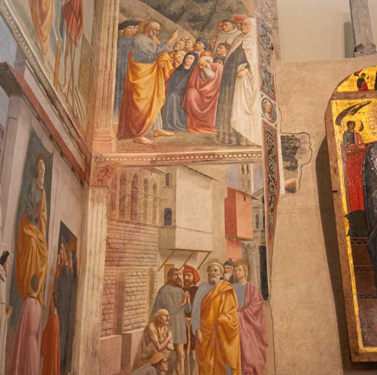 Masaccio frescoes in the Brancacci Chapel, Florence, showing scenes from the life of Saint Peter
