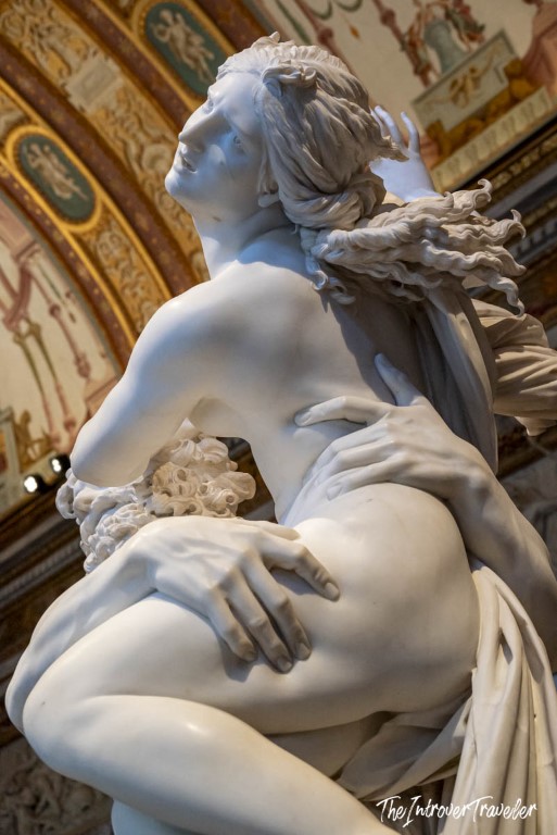 Bernini's Rape of Proserpina, detail of Pluto's grip on Proserpina, Borghese Gallery Rome