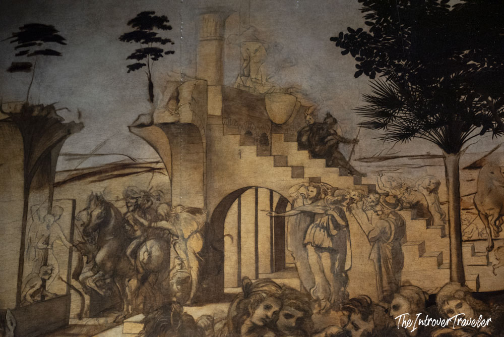 Adoration of the Magi unfinished underpainting by Leonardo da Vinci, Uffizi Gallery Florence