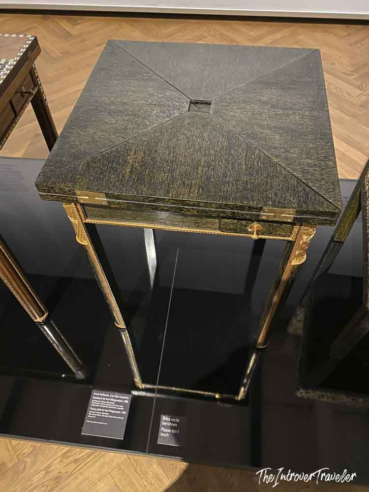 Josef Hoffmann folding card table for Villa Cassina, on display at the MAK Vienna