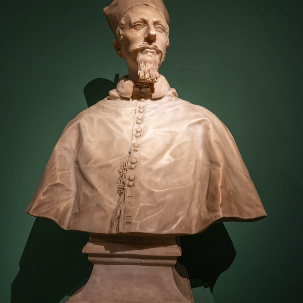 Bernini marble bust of Cardinal Antonio Barberini, on display at Palazzo Barberini exhibition