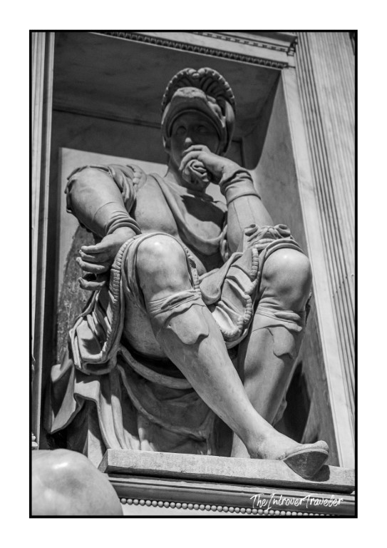 Michelangelo's Giuliano de Medici marble statue in the New Sacristy, Florence