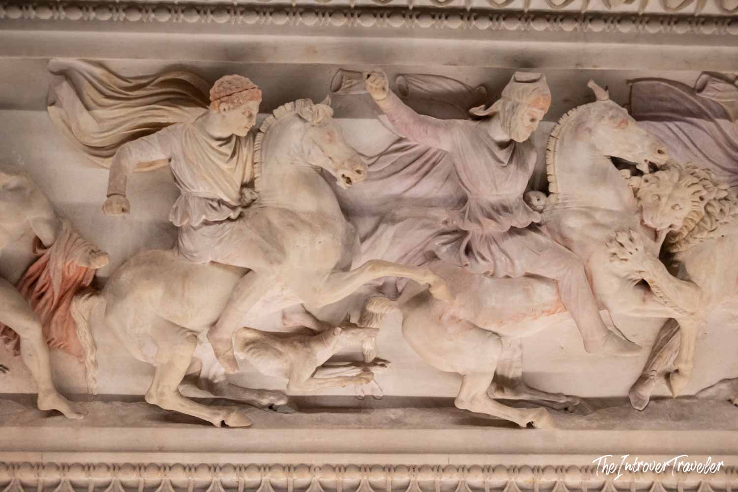 Marble battle relief detail on the Alexander Sarcophagus, Istanbul Archaeological Museum
