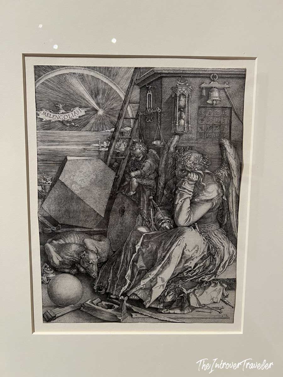 Melencolia I engraving by Albrecht Dürer, on display at the Morgan Library and Museum in New York