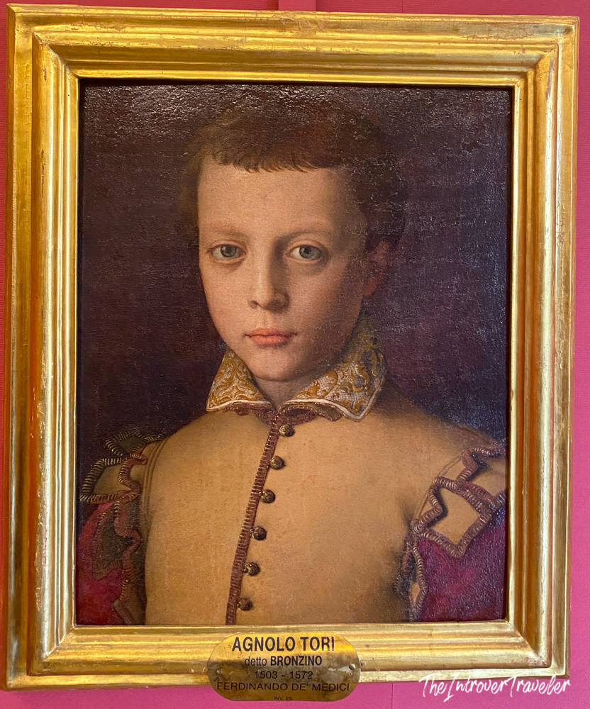 Bronzino portrait of Ferdinando de Medici, a 16th-century Mannerist painting seen on a Lucca Tuscany day trip