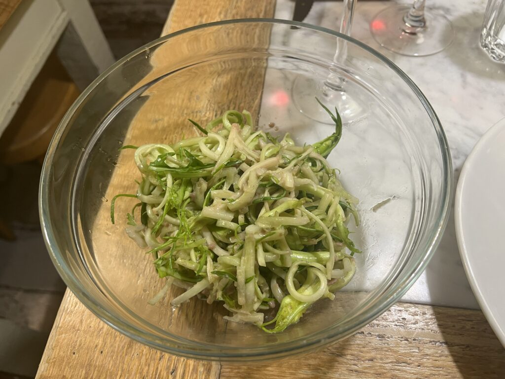 Shaved fennel and green vegetable salad served at Osteria La Quercia, Rome