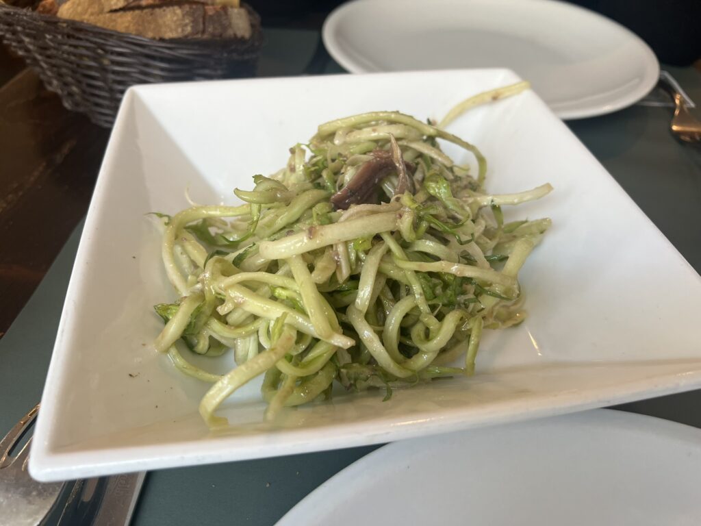 Shredded zucchini salad with anchovies at Hosteria Grappolo d'Oro, Rome