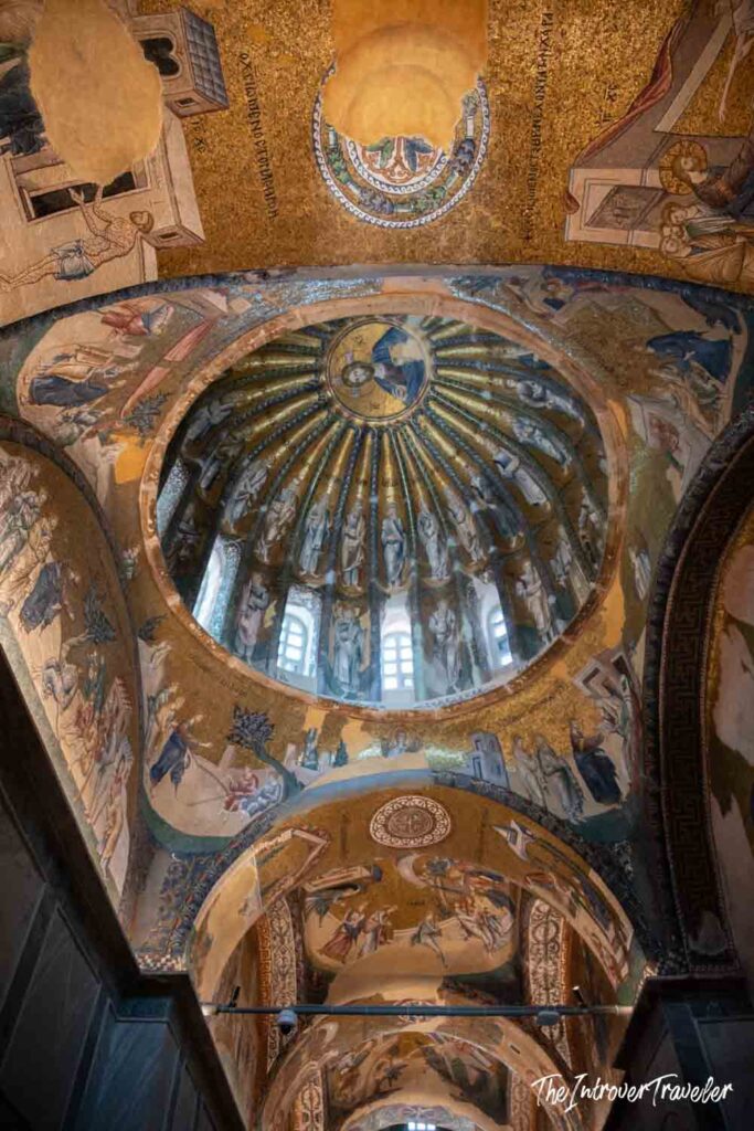 Byzantine dome and ceiling mosaics inside Saint Savior in Chora, Istanbul