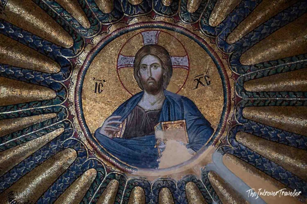 Christ Pantocrator ceiling mosaic in the inner narthex of Saint Savior in Chora, Istanbul