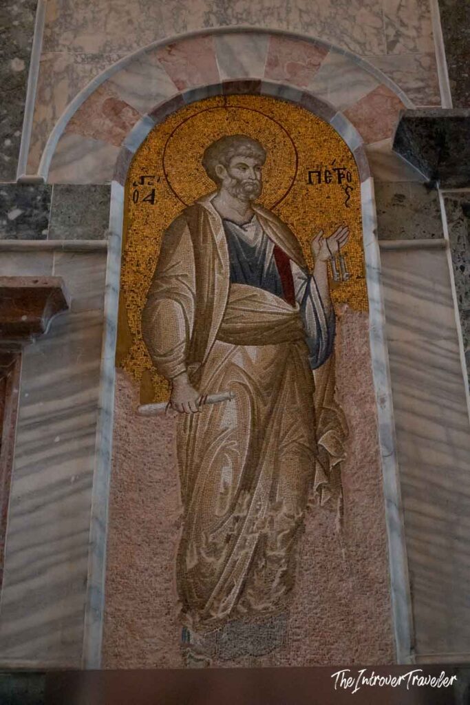 Byzantine mosaic of Saint Peter with golden halo, Saint Savior in Chora, Istanbul