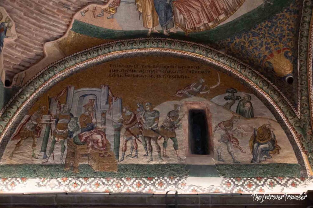 Byzantine mosaic lunette with biblical narrative scenes, Chora Church Istanbul