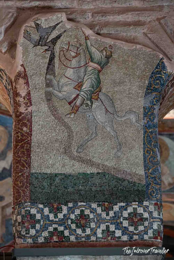 Byzantine mosaic of a falling horseman at Saint Savior in Chora, Istanbul