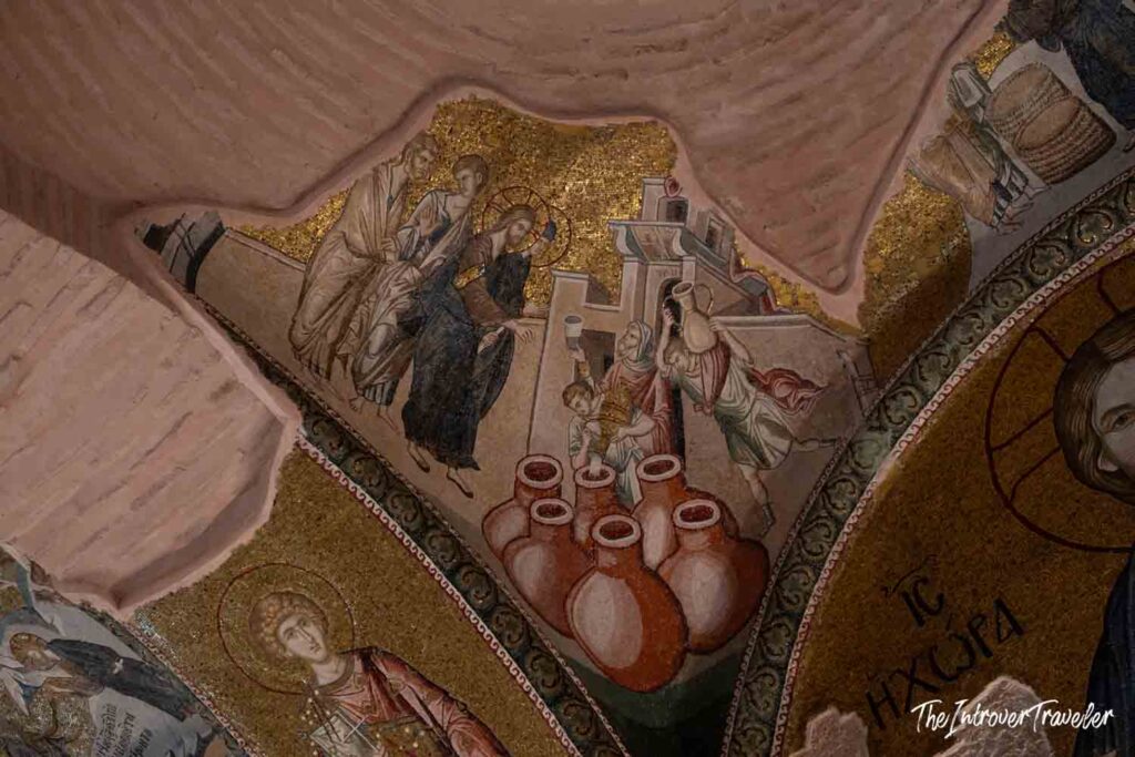 Byzantine mosaic of the Wedding at Cana, Chora Church ceiling, Istanbul