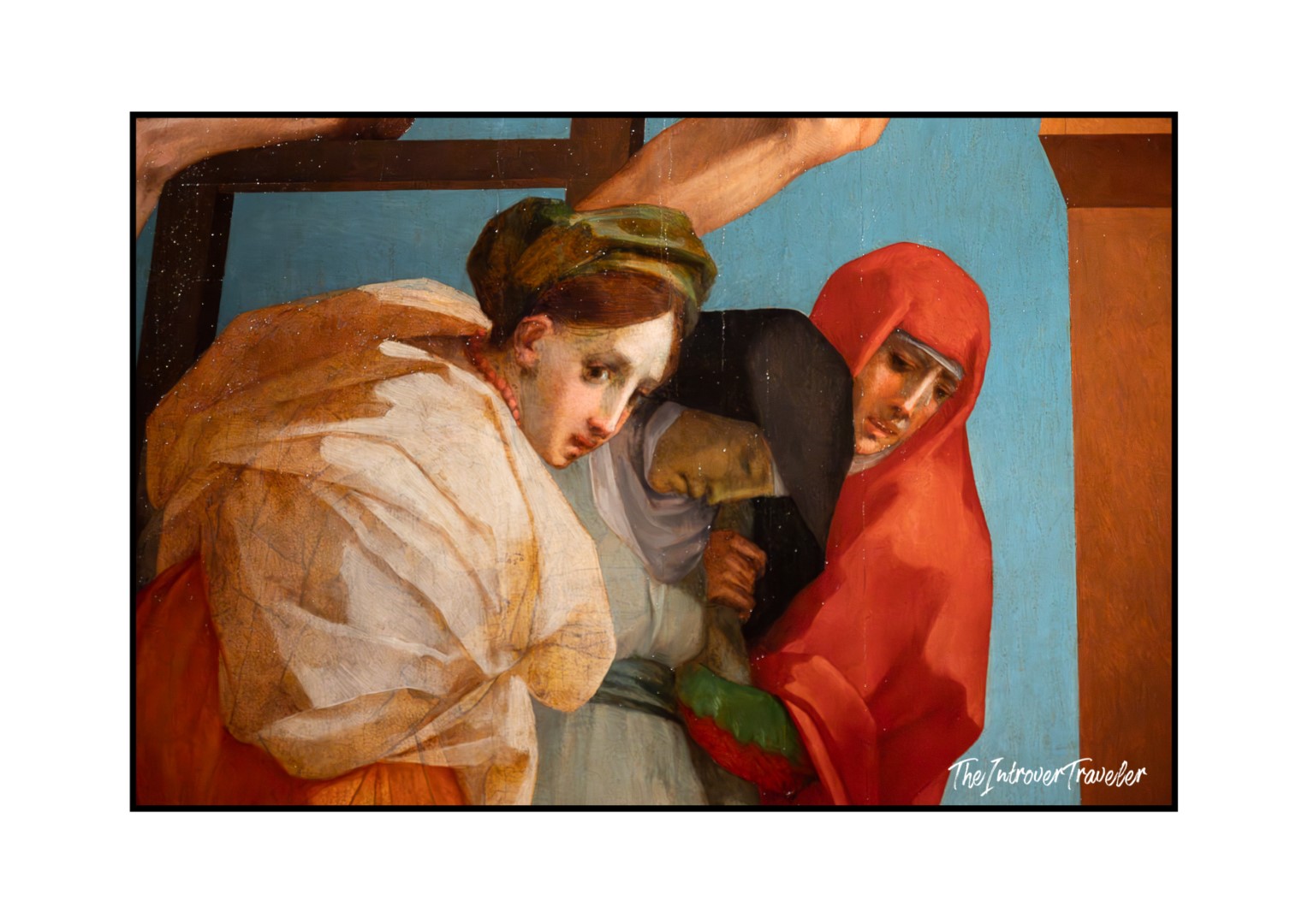 Close-up detail of grieving figures in Pontormo's Deposition from the Cross, Florence
