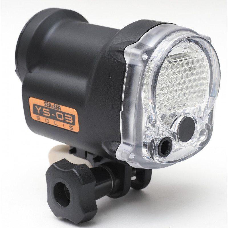 Sea&Sea YS-03 Solis underwater strobe light for underwater photography, front LED view