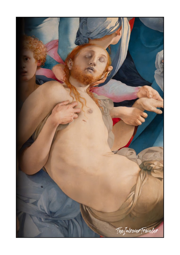 Close-up detail of Christ's body in Pontormo's Deposition from the Cross, Santa Felicita, Florence