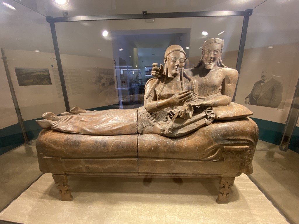 Sarcophagus of the Spouses, terracotta Etruscan masterpiece displayed at Villa Giulia museum in Rome