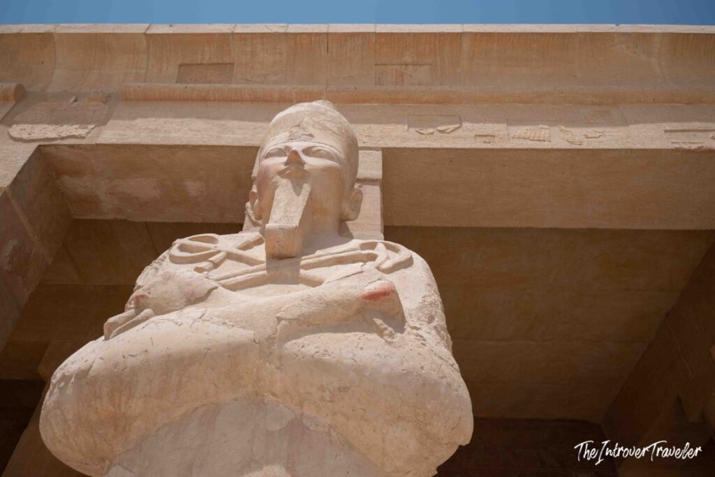 Osiride statue of Hatshepsut with crossed arms at her mortuary temple, Deir el-Bahari
