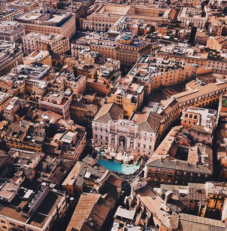 Aerial view of the Fountain of Trevi